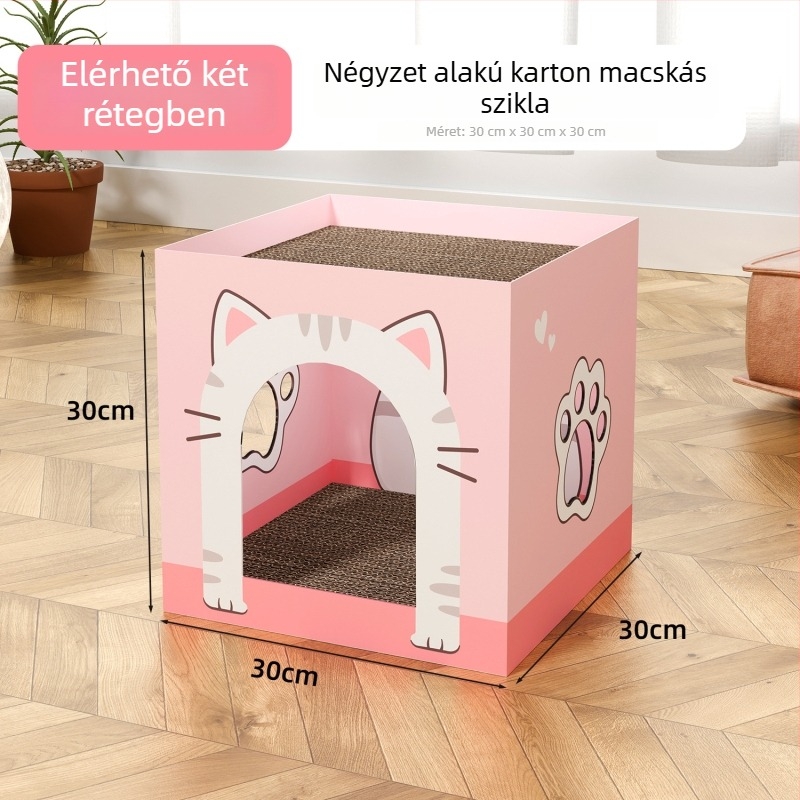 Kör alakú macska kaparóágy – integrált dizájn, hullámkarton anyag, karikatúra stílus, márka HELLOLEIBOO/Laiben, modell 1, 1 darab a csomagban