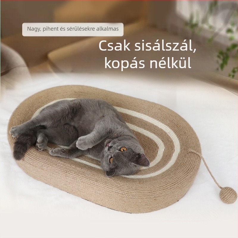 Integrált macska kaparódeszka és fészekjáték – szisal anyag, pásztor stílus, 1 csomag
