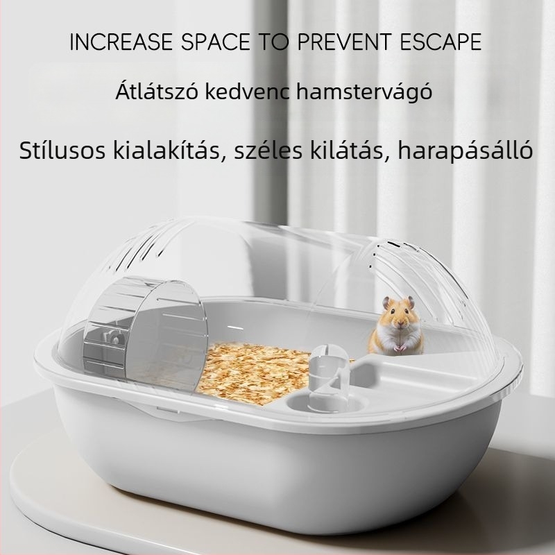 Hörcsögketrec dupla emeletes luxus villával, átlátszó külső odú, Márka: Unique, Anyag: Egyéb