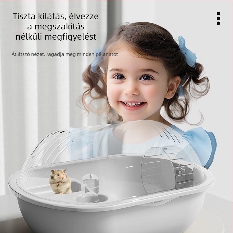 Hörcsögketrec dupla emeletes luxus villával, átlátszó külső odú, Márka: Unique, Anyag: Egyéb