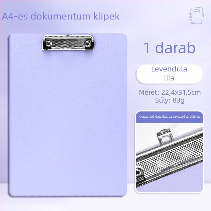 Mingchen DPWJJ-12 műanyag mappa vastag írótáblával, egy erős kapoccsal, logónyomtatás elérhető
