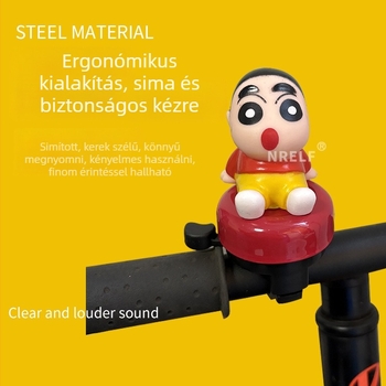Vasból készült csengő gyerekek egyensúlyozó kerékpárjához és babakocsikhoz, erős csengőhang, aranyos cartoon dizájn, testreszabás nélkül