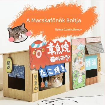 Misspet Nagy méretű japán stílusú macskatábla és macskaház, kétszintes ugróplatform macskáknak, háziállatjáték