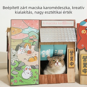 Misspet Nagy méretű japán stílusú macskatábla és macskaház, kétszintes ugróplatform macskáknak, háziállatjáték