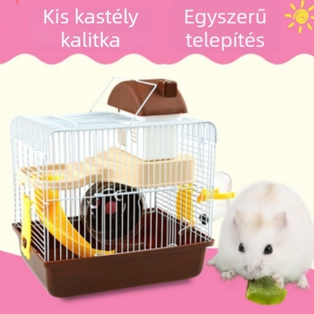 Hamsterketrec villa-stílusban, műanyag ketrec két szintes alvórésszel (Anyag: Műanyag; Eredet: Wuhan; Márka: Pet Calf; Célállat: Hamster)