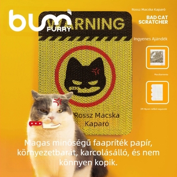 Macska karmoló deszka, függőleges falra szerelhető, rostos fa papírból készült, kopásálló, rajzfilm stílus, csomagolás 1 db