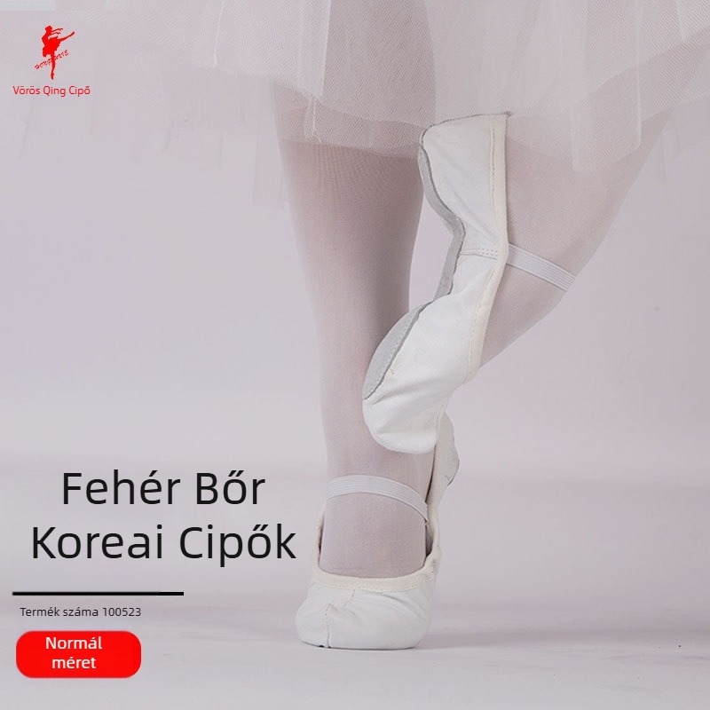 Jóga cipő, Red dance shoes, koreai hagyományos kampós dizájn, vászon felsőrész, bőrtalp, balett