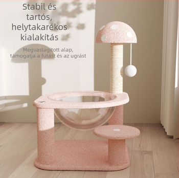 Macska mászó állvány integrált fészekkel és fával és kaparó deszkával, szisal anyag, aranyos stílus, eredet Xuzhou