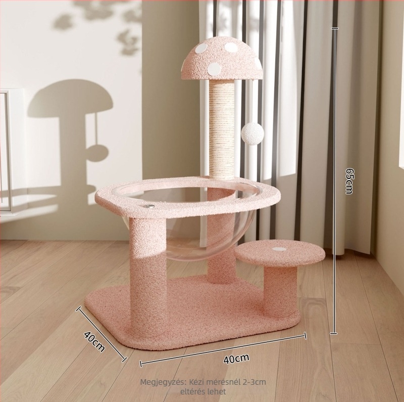 Macska mászó állvány integrált fészekkel és fával és kaparó deszkával, szisal anyag, aranyos stílus, eredet Xuzhou