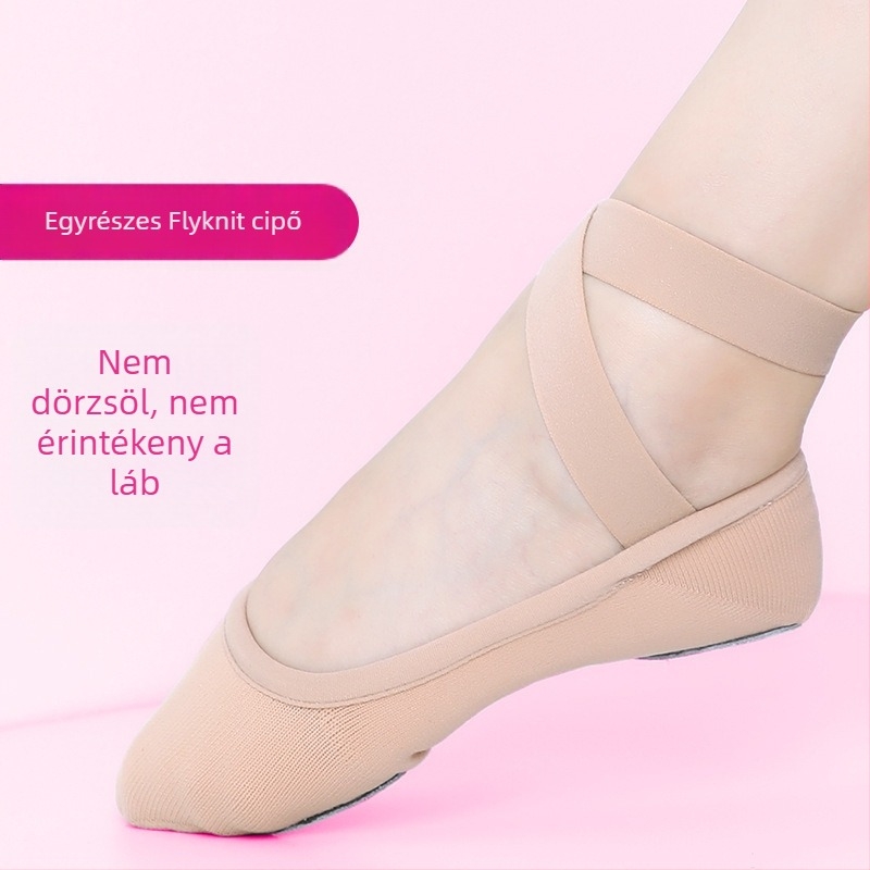 Női balettcipők – All-in-One professzionális, vászon felsőrész, lélegző, puha marhabőr talp
