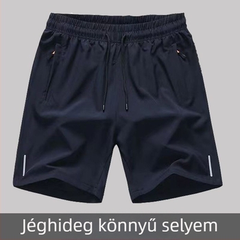 Ice Silk rövidnadrág nyárra, poliester négyszeri nyúlás, Five-Point hossz, enyhe rugalmasság, egyenes szár