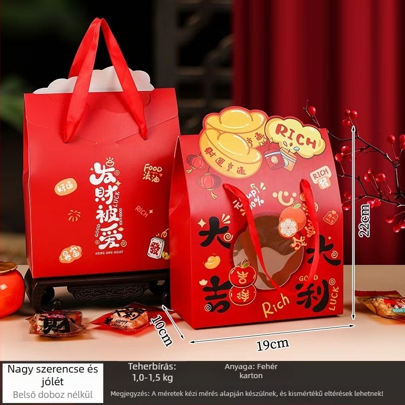 Kínai stílusú snack ajándékdoboz, 5 darabos készlet, nyomtatott kartonból, ideális ajándékozáshoz