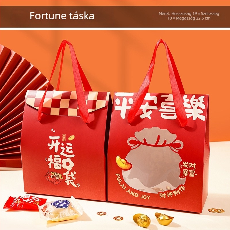 Kínai stílusú snack ajándékdoboz, 5 darabos készlet, nyomtatott kartonból, ideális ajándékozáshoz