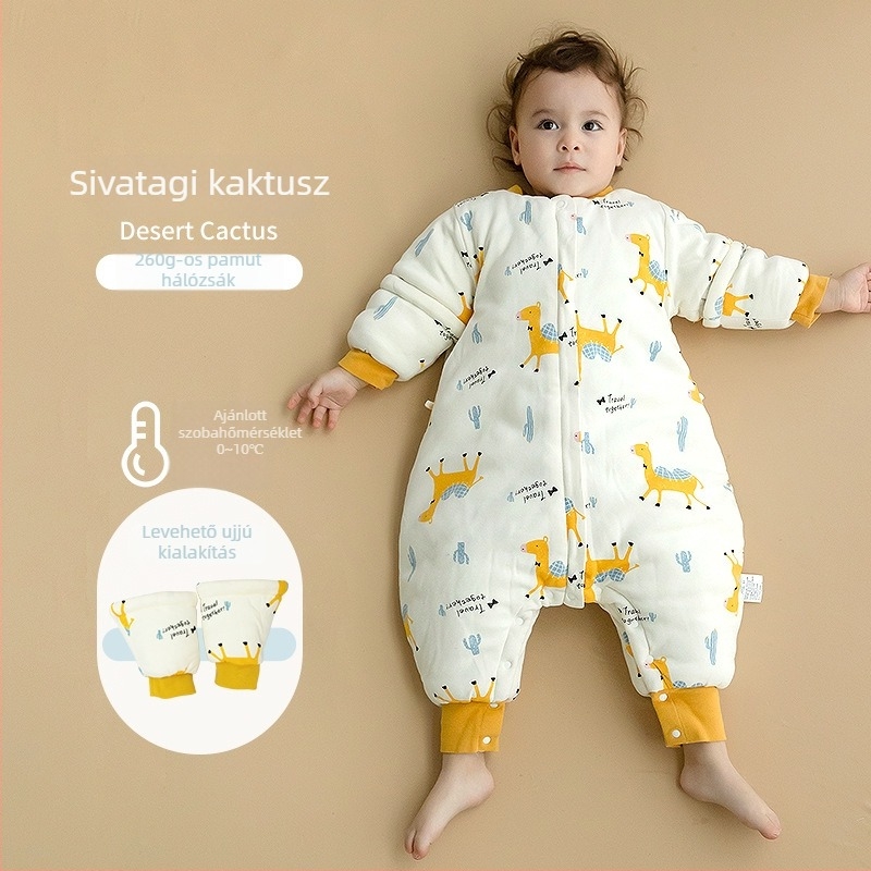 Cotton Tree bébi hálózsák télre, vastag pamut külső, bélés 95% pamut, poliészter töltet, lábak különválasztott dizájn, légkondicionált szobába