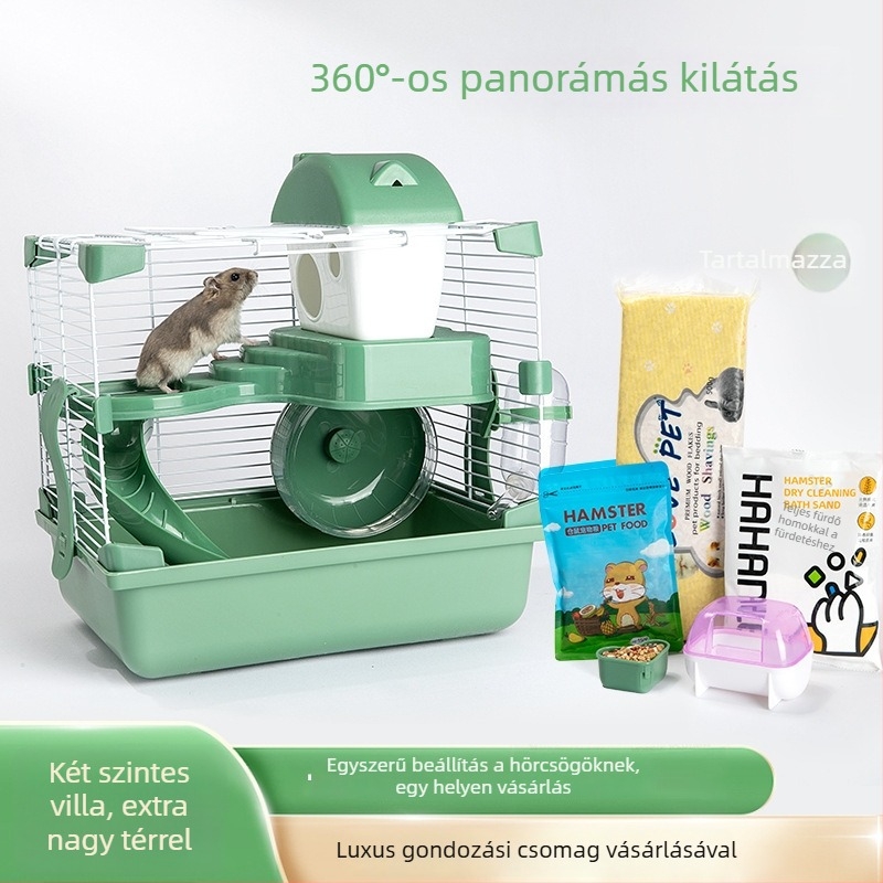 Hamsterketrec kastéllyal, két szintes — műanyag; Eredet: Quanzhou, Fujian; Márka: Son Favorite; Hámsternek; Minden évszakban alkalmas.