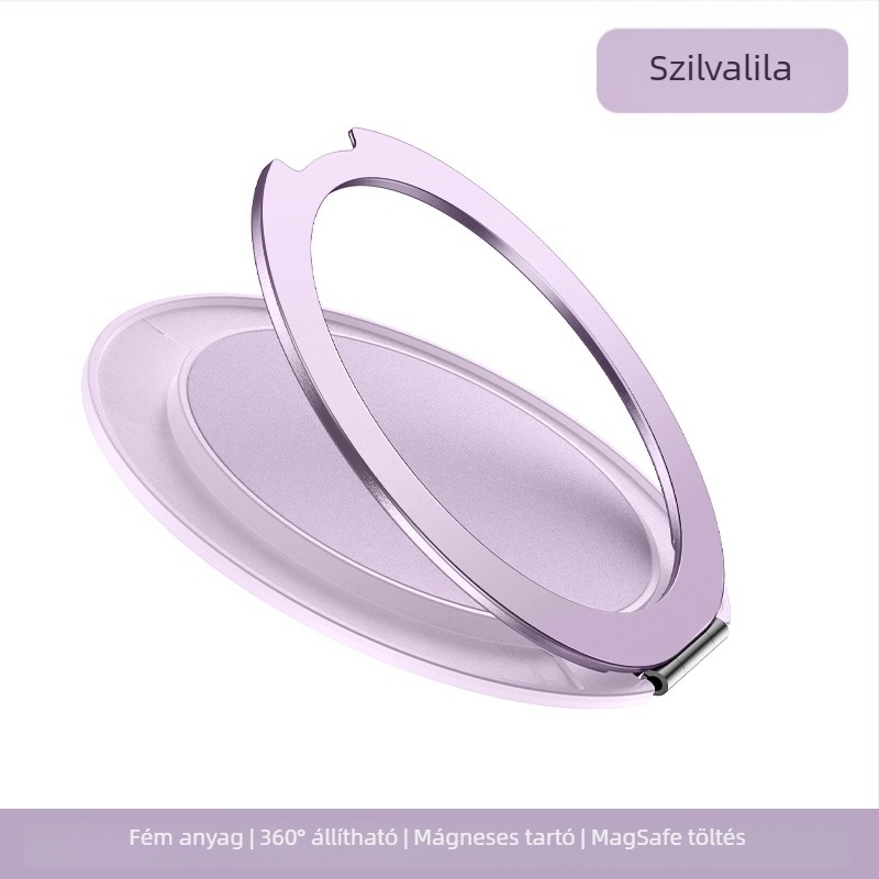 Prémium megjelenésű telefonállvány, alumíniumötvözetből, mágneses asztali tartó, 360°-os forgás, ultra vékony autós gyűrűtartó
