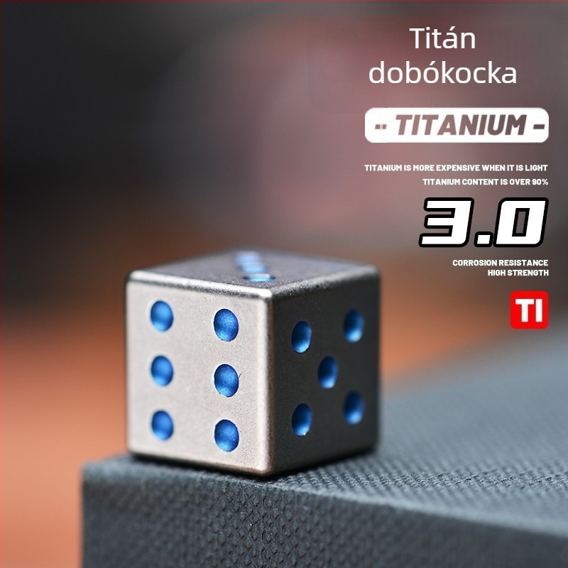 Titánium-ötvözetből készült tömör kocka, kő-papír-olló ivójátékhoz – játék