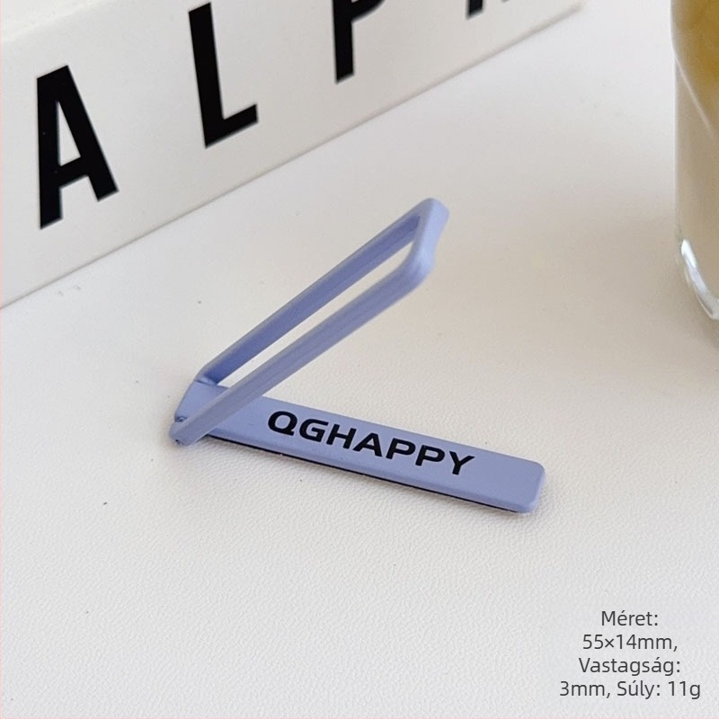 Fém összecsukható hátoldali tartó telefontokhoz — ragasztóval rögzíthető kiegészítő, hordozható, ultra vékony, általános kompatibilitás