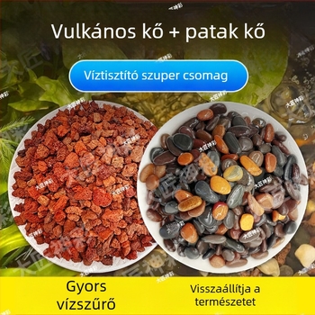 Vulkanikus kő patak-kövek dekorációs készlet akváriumokhoz és tájépítéshez aljzatként használható szubsztráttal