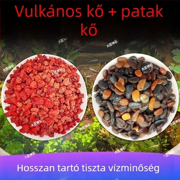 Vulkanikus kő patak-kövek dekorációs készlet akváriumokhoz és tájépítéshez aljzatként használható szubsztráttal