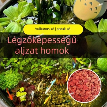 Vulkanikus kő patak-kövek dekorációs készlet akváriumokhoz és tájépítéshez aljzatként használható szubsztráttal
