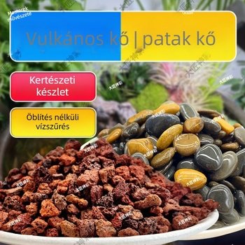 Vulkanikus kő patak-kövek dekorációs készlet akváriumokhoz és tájépítéshez aljzatként használható szubsztráttal