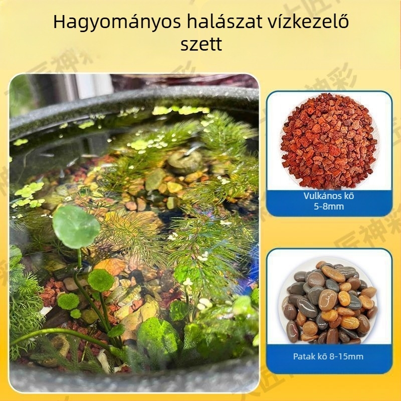 Vulkanikus kő patak-kövek dekorációs készlet akváriumokhoz és tájépítéshez aljzatként használható szubsztráttal