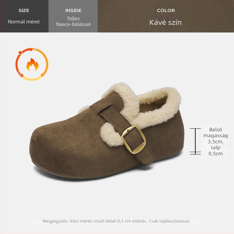 Agsdon Velúr Birkenstock-stílusú téli slip-on női cipő - felső rész: textil, belső: rövid plüss, talp: TPU, talpbetét: velúr, sarokmagasság: közepes 3-5 cm