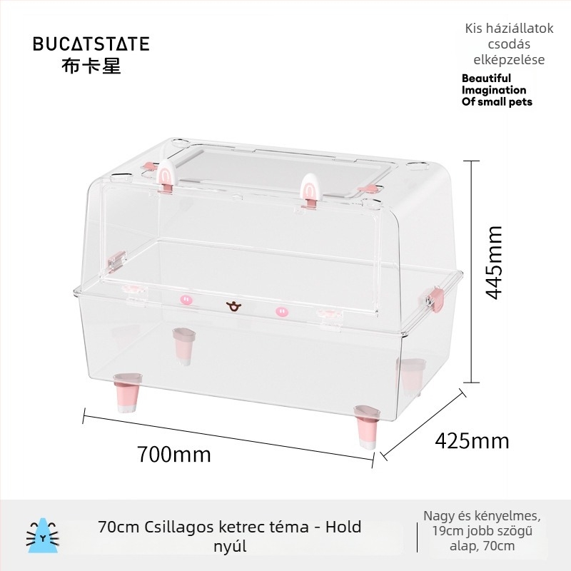 Hamster ketrec - téglalap alakú, műanyag, szellőző és lélegző, könnyen tisztítható, hordozható