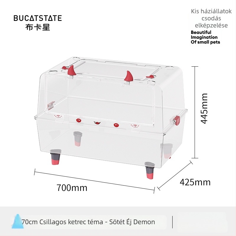 Hamster ketrec - téglalap alakú, műanyag, szellőző és lélegző, könnyen tisztítható, hordozható