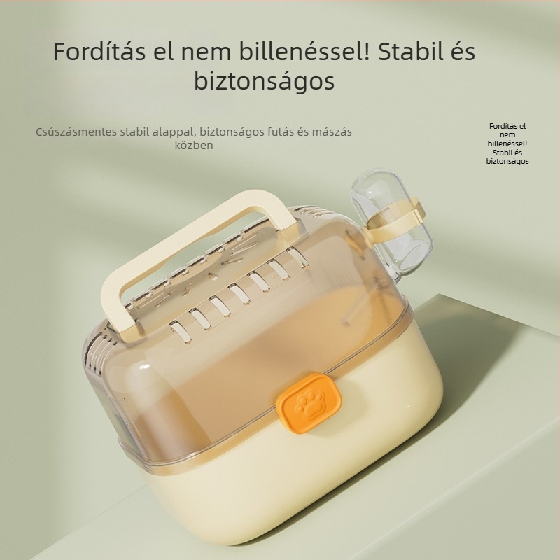 Hordozható utazó hörcsögketrec, biztonságos és menekülésbiztos, kompakt kisállat-hordozó, jó szellőzés