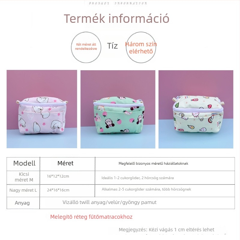 Hamster szállító táska, pamut anyagból, nem importált, hamster számára