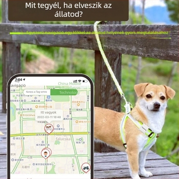 GPS nyomkövető nyakörv kutyáknak és macskáknak - ABS anyag, GPS pontosság 10 m, gombos elem, tömeg 9,7 g