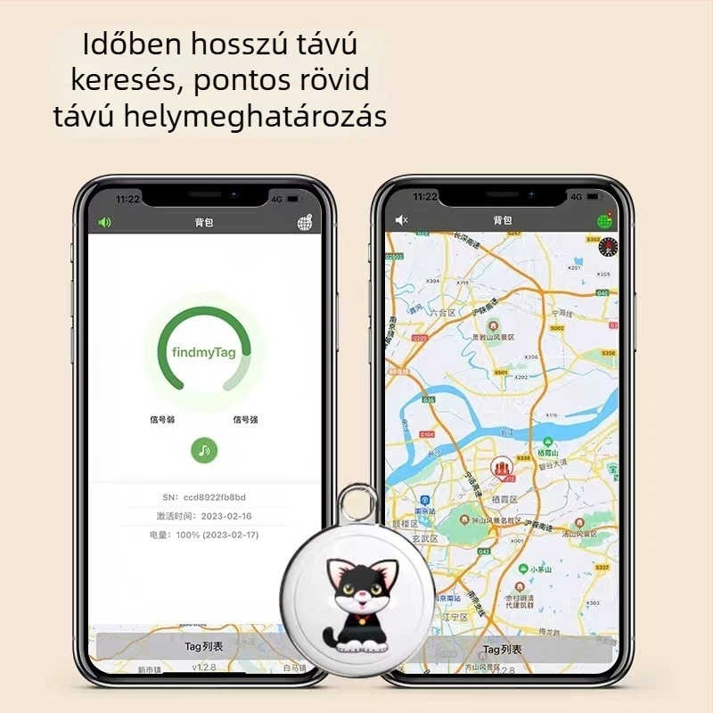 GPS nyomkövető nyakörv kutyáknak és macskáknak - ABS anyag, GPS pontosság 10 m, gombos elem, tömeg 9,7 g