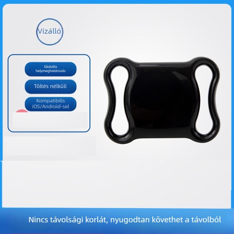 GPS nyomkövető nyakörv kutyáknak és macskáknak - ABS anyag, GPS pontosság 10 m, gombos elem, tömeg 9,7 g
