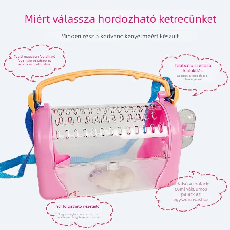 Átlátszó hörcsög utazó crossbody táska, műanyag, márka Happy Parrot