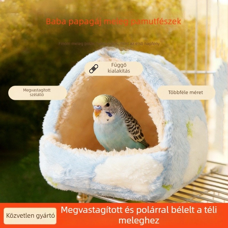 Téli pamut madárfészek, szélálló, vastag és meleg – kis madarak számára.