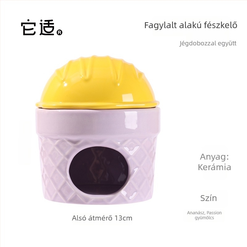 Kerámiából készült hörcsögrejtekhely jégdobozos, fagylalt alakú fészek és alvóhely aranyhörcsögöknek