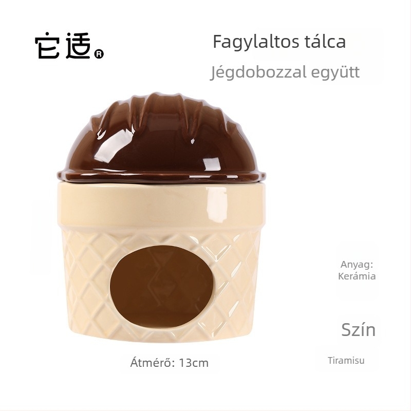 Kerámiából készült hörcsögrejtekhely jégdobozos, fagylalt alakú fészek és alvóhely aranyhörcsögöknek