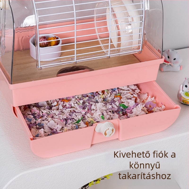hörcsög utazó ketrece, átlátszó akril, tágas, műanyagból; márka Hong wen; négy évszakos használatra; hörcsögök számára