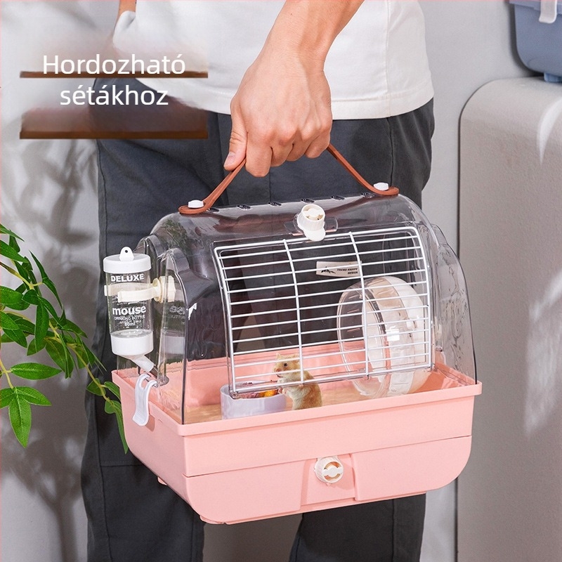 hörcsög utazó ketrece, átlátszó akril, tágas, műanyagból; márka Hong wen; négy évszakos használatra; hörcsögök számára