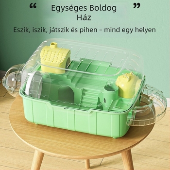 Hörcsög ketrec, két szintes, hordozható, négyszögletes, átlátszó PP anyag