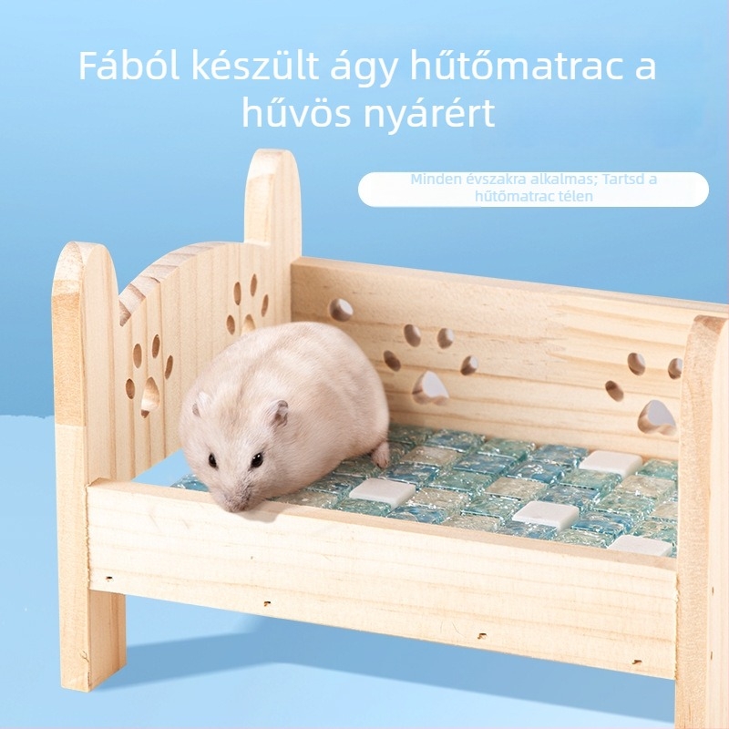 Hamster odú masszív fából – menedék háromszög alakú, északi stílus, beltéri használat, pihenés és elrejtés