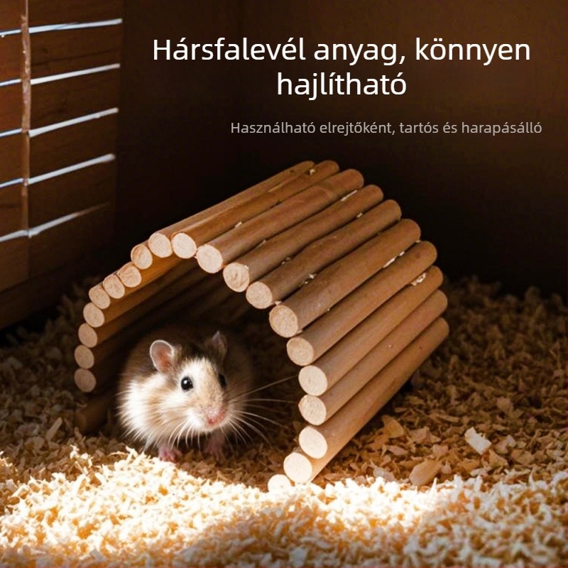Hamster játék készlet: fűzfaágból készült alagút, odú, függőágy, létra és kerítés; Totoro számára; eredet Zhejiang; márka Pet taro