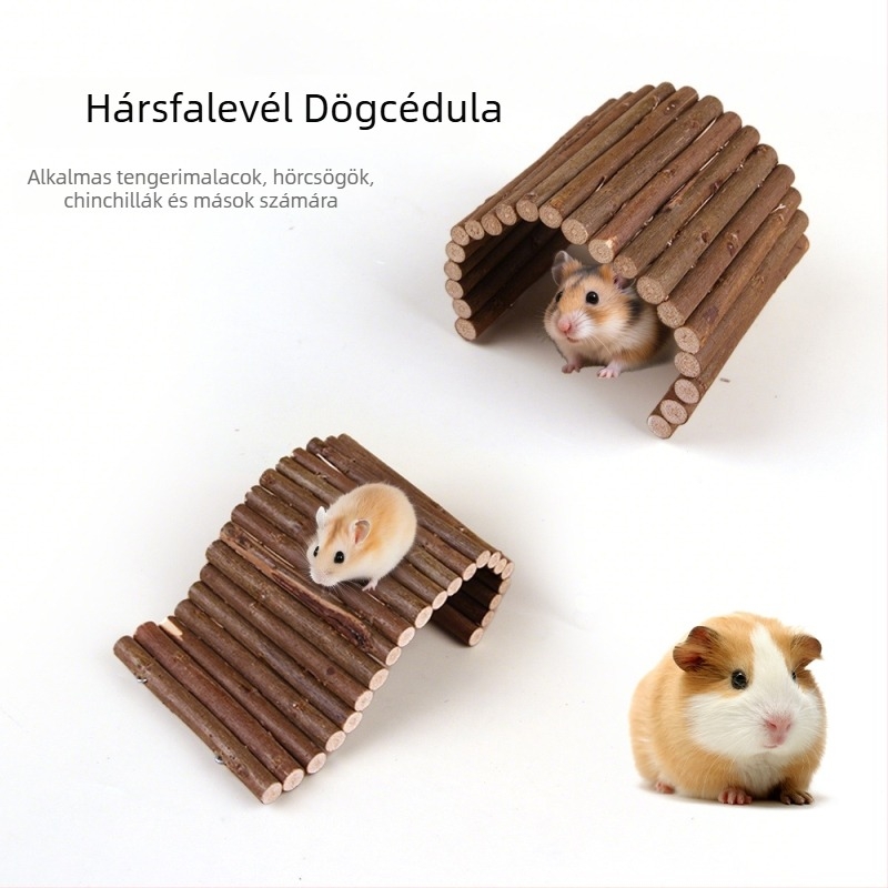 Hamster játék készlet: fűzfaágból készült alagút, odú, függőágy, létra és kerítés; Totoro számára; eredet Zhejiang; márka Pet taro