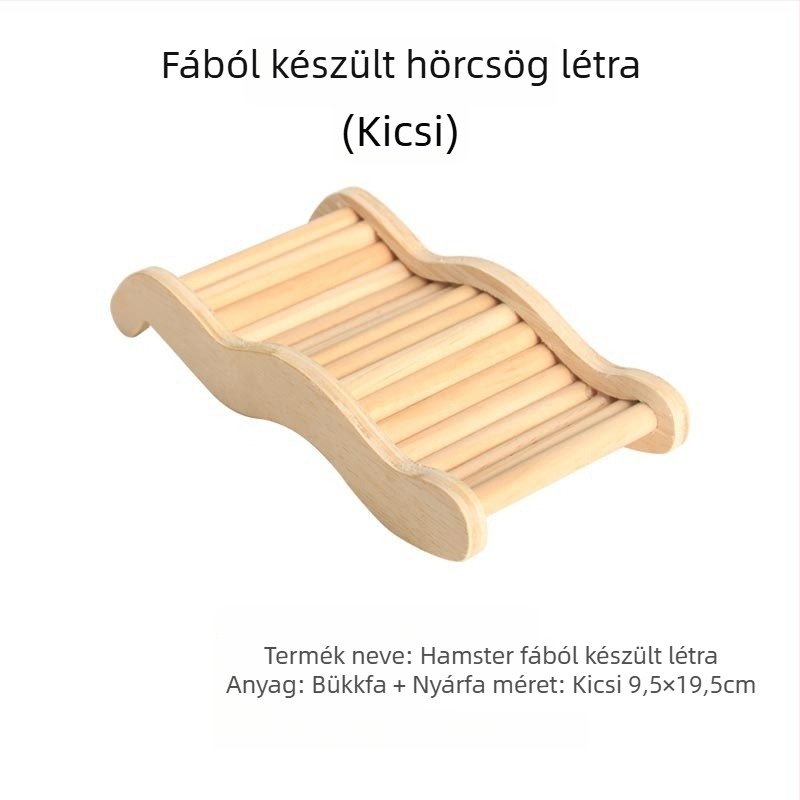 Fából készült hörcsög-habitat kiegészítők: mászó létra, almás ág, kerítés és kunyhó. Anyag: fa; Márka: Big chinchilla; Kategória: háziállat felszerelések