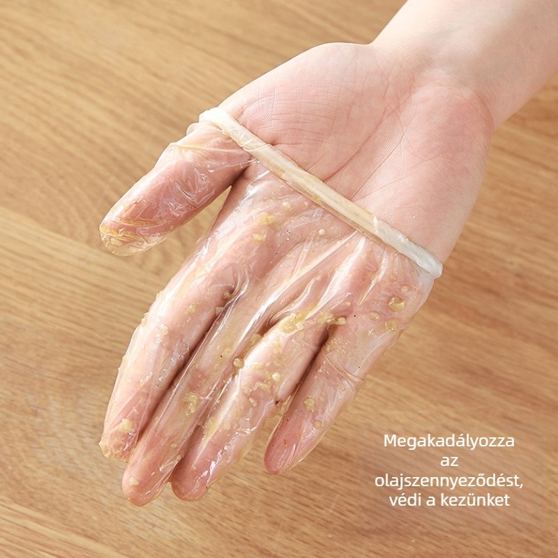 Egyszer használatos PVC kesztyűk — élelmiszer-minőségű, átlátszó, vízálló, por elleni védelem, biológiailag lebomló.