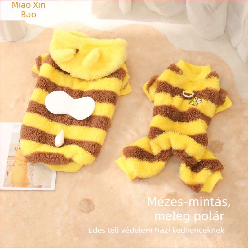 Fleece béléses téli–ősz ruházat kis testű kutyáknak és macskáknak póráz csatolásával és átalakítható dizájnnal