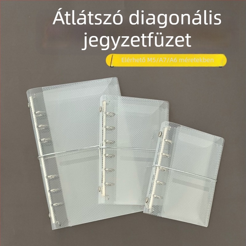M5 lazán leválasztható lapokhoz készült tok A7/A6 tervezőknek, áttetsző PP anyagú twill textúrával, hordozható vékony tok