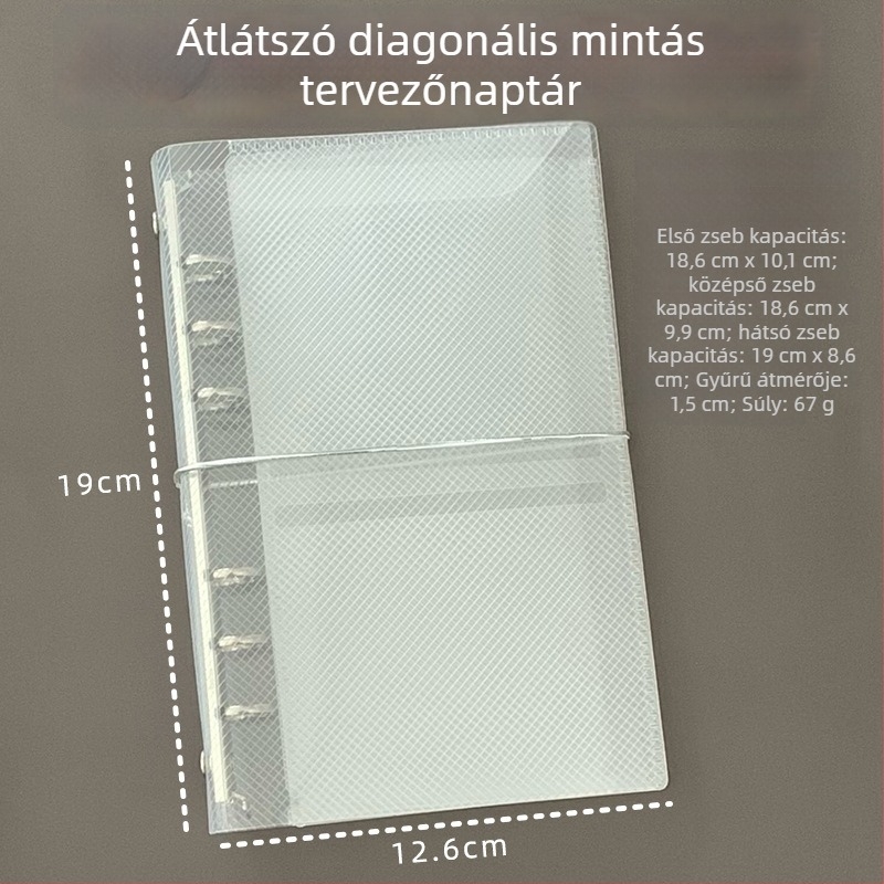 M5 lazán leválasztható lapokhoz készült tok A7/A6 tervezőknek, áttetsző PP anyagú twill textúrával, hordozható vékony tok